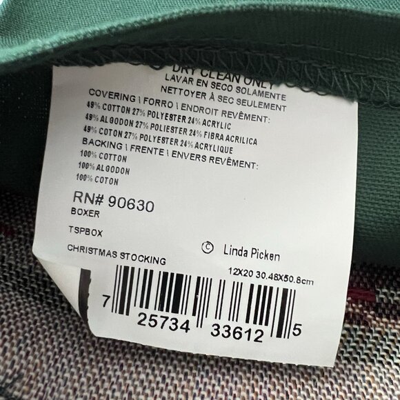 Linda Picken Christmas Holiday Stocking Dog Boxer in Santa Hat 12x20” Vintage - Picture 5 of 5